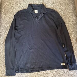 Lucky Brand Men's Dark Gray Triumph Motorcycle Long Sleeve Collared Tee Sz Lg